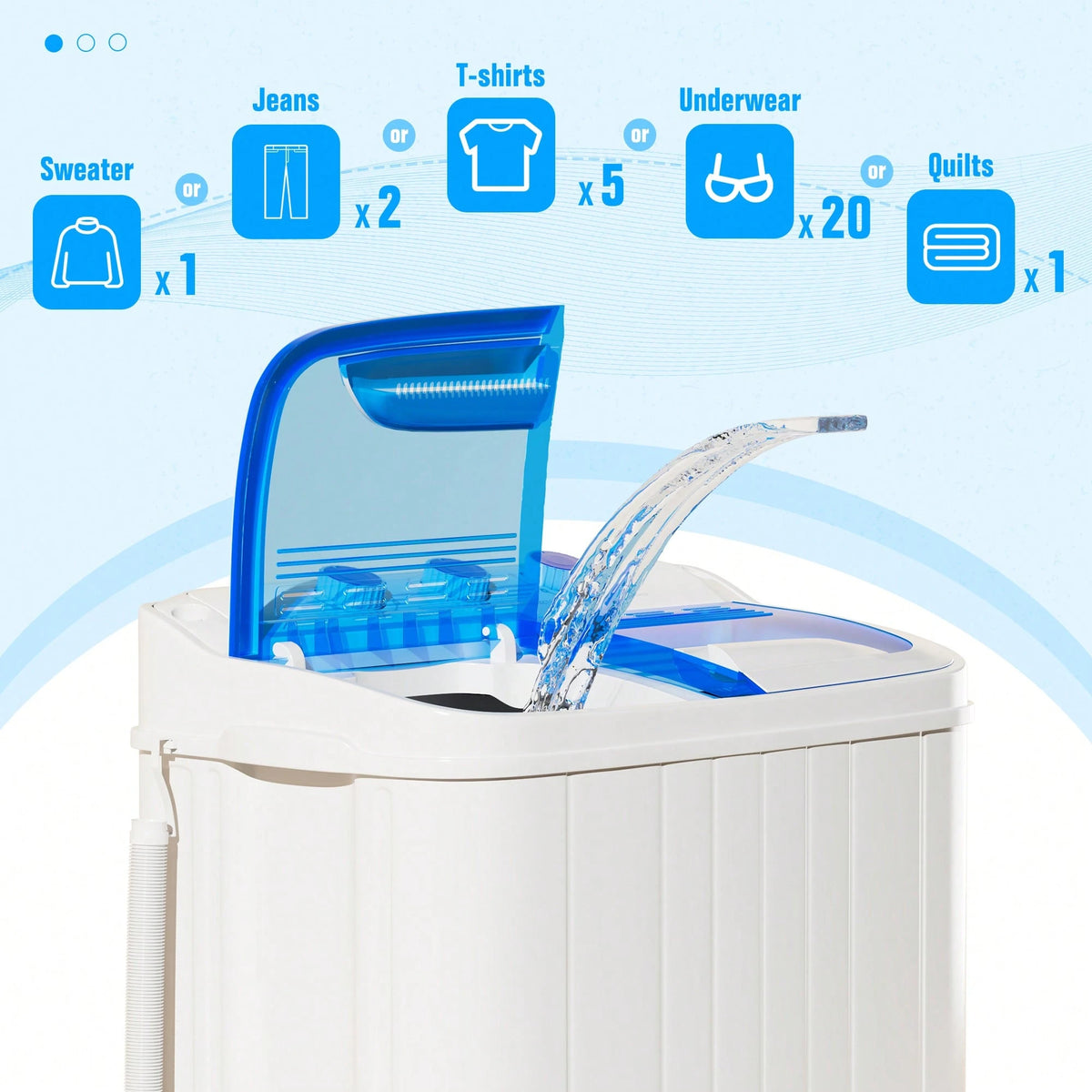 Portable Washer And Dryer, 16 Lbs Mini Small Washing Machine Combo With Spin Dryer, Compact Twin Tub Laundry Washer Machine