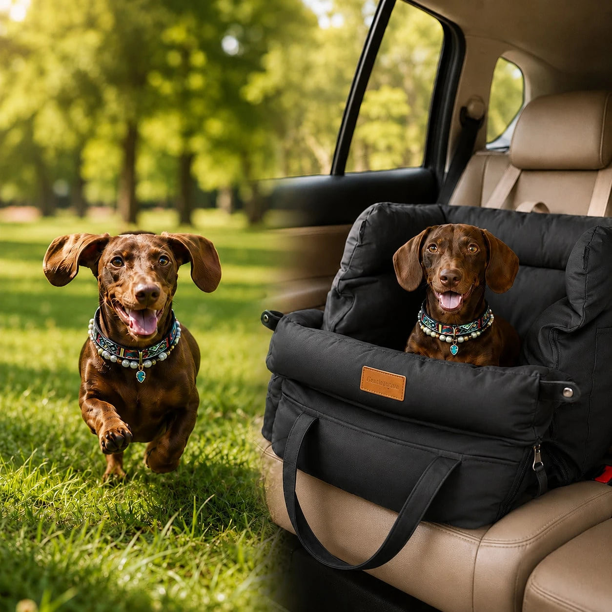 Portable Waterproof Dog Car Seat Washable Pet Bed Chew Resistant All Season Travel Carrier For Medium Dogs
