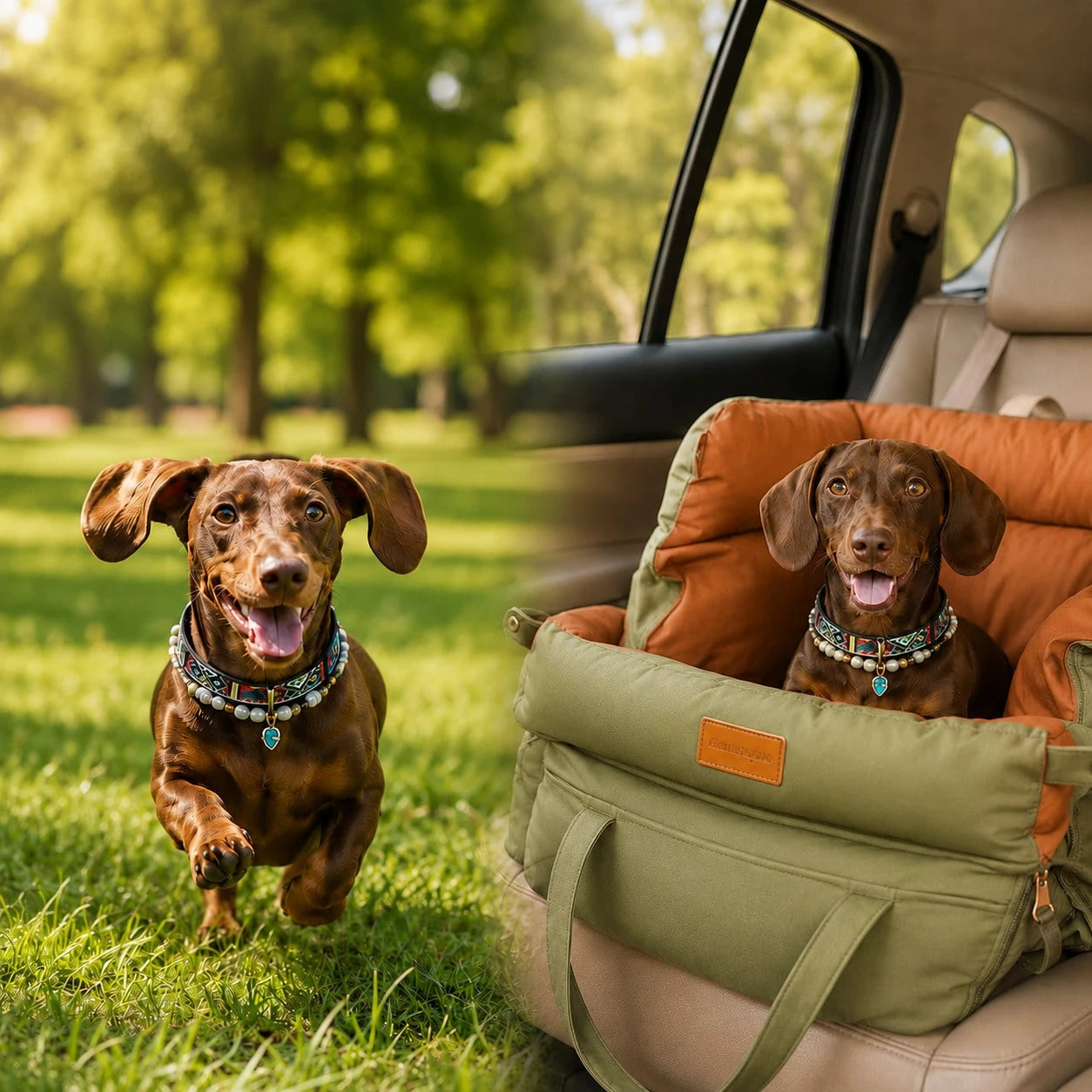 Portable Waterproof Dog Car Seat Washable Pet Bed Chew Resistant All Season Travel Carrier For Medium Dogs