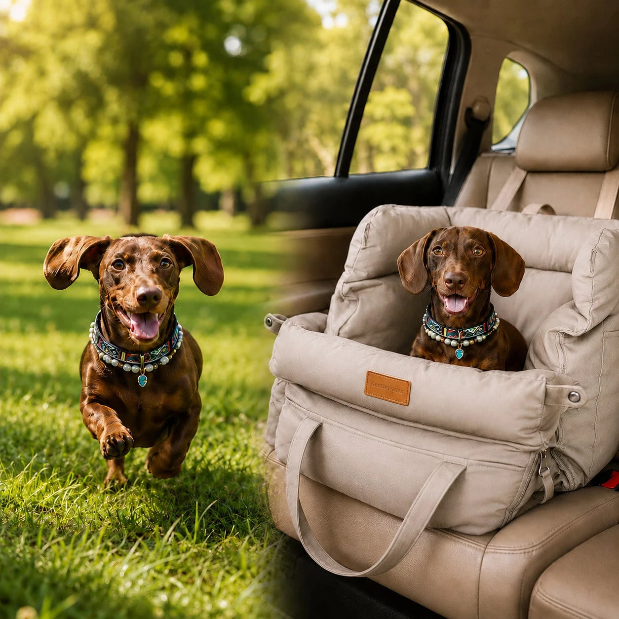 Portable Waterproof Dog Car Seat Washable Pet Bed Chew Resistant All Season Travel Carrier For Medium Dogs