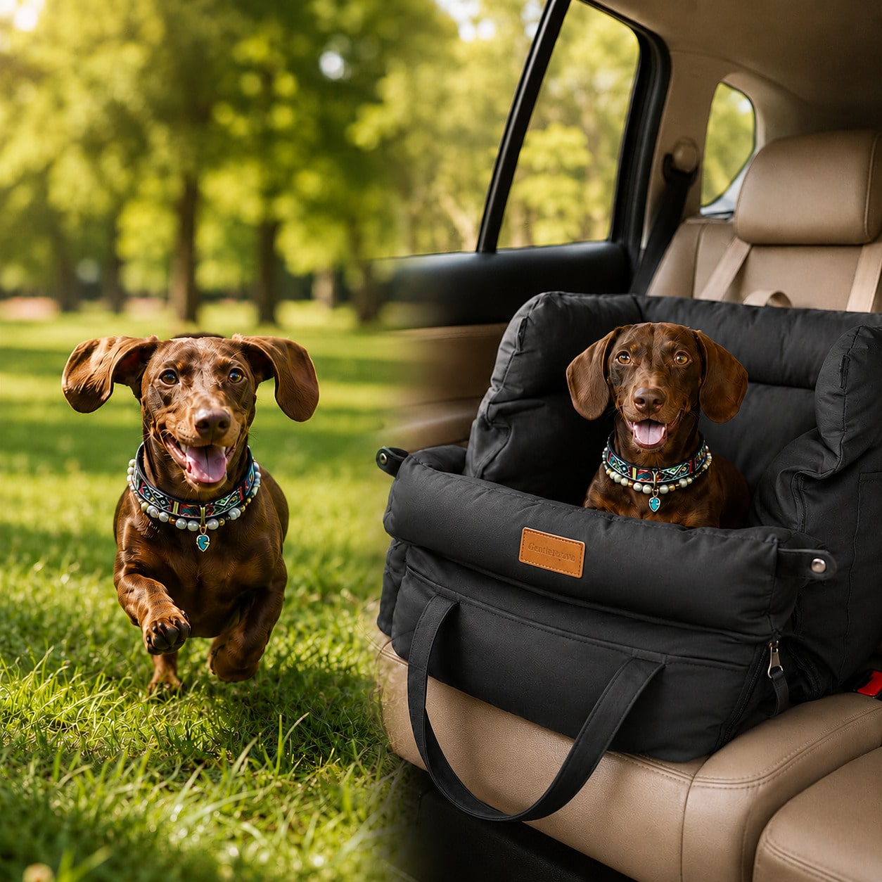 Portable Waterproof Dog Car Seat Washable Pet Bed Chew Resistant All Season Travel Carrier For Medium Dogs