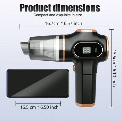 Powerful Suction Cordless Handheld Vacuum Cleaner, 2-In-1 Blow And Suction With Digital Display, Anti-Tangle Pet Hair Removal, Type-C Fast Charging, Washable Filter, Portable Vacuum For Car, Home, Off