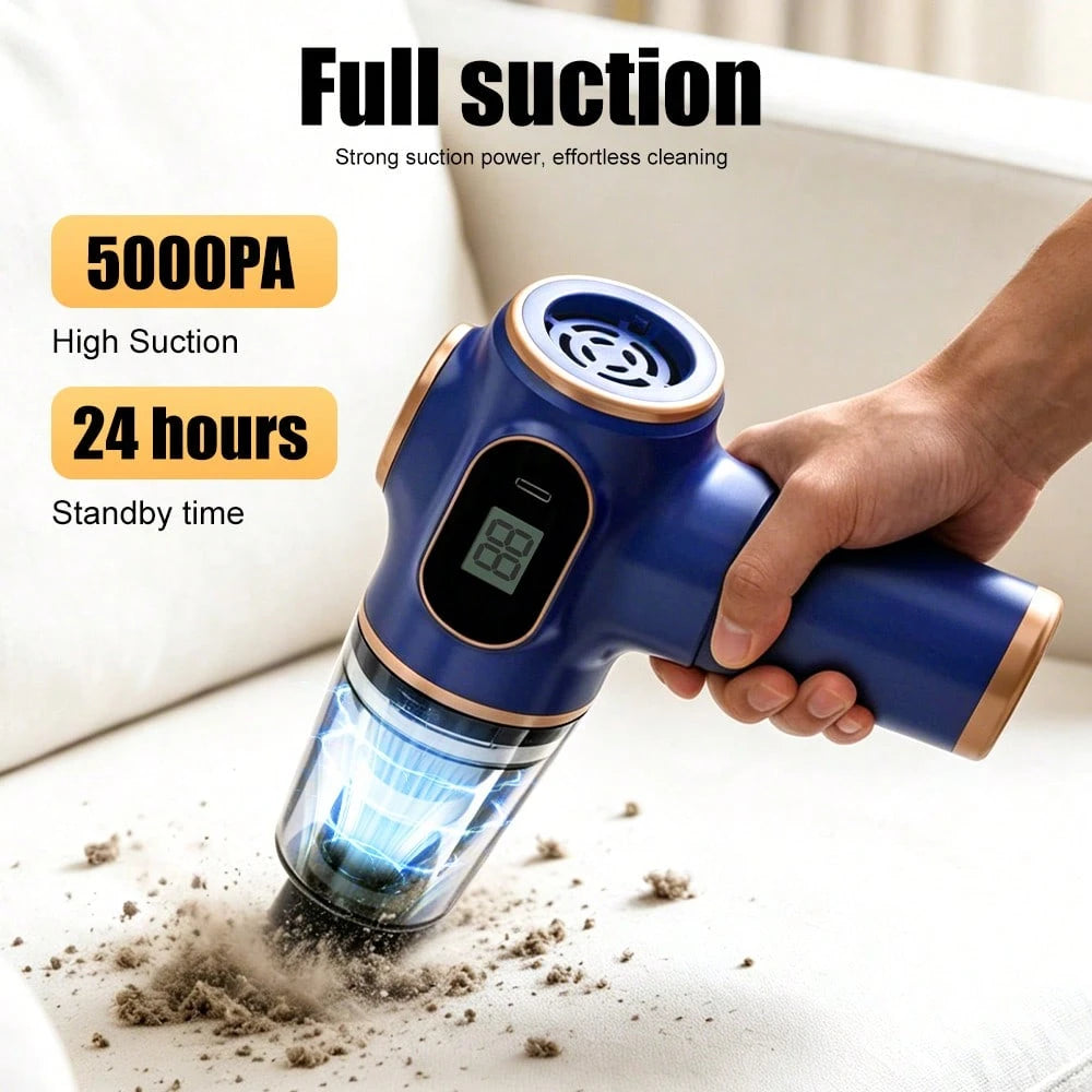 Powerful Suction Cordless Handheld Vacuum Cleaner, 2-In-1 Blow And Suction With Digital Display, Anti-Tangle Pet Hair Removal, Type-C Fast Charging, Washable Filter, Portable Vacuum For Car, Home, Off