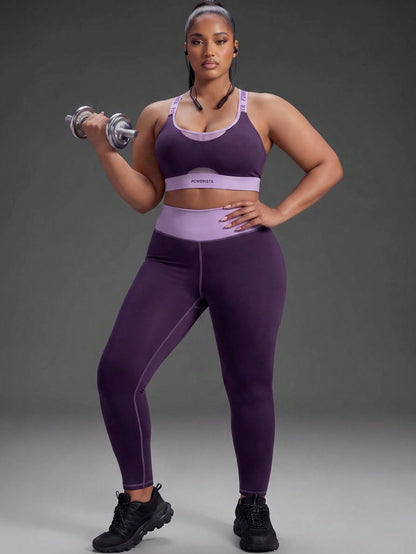 Powerista Women's Plus Size Summer And Spring Purple Color Sculpt Performance Sports Bra With Breathable Mesh Detail And Wide Straps Suitable For Sport And Gym