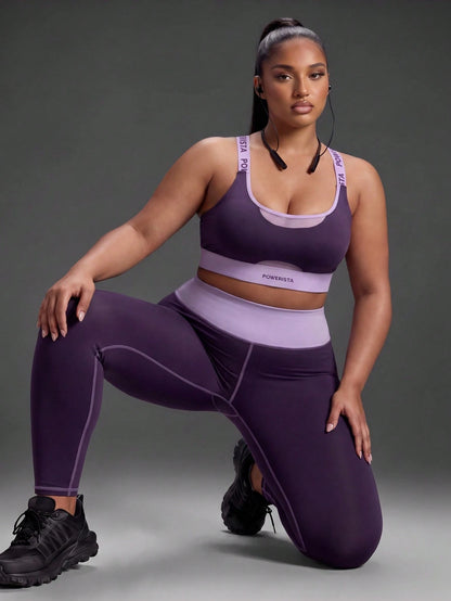 Powerista Women's Plus Size Summer And Spring Purple Color Sculpt Performance Sports Bra With Breathable Mesh Detail And Wide Straps Suitable For Sport And Gym