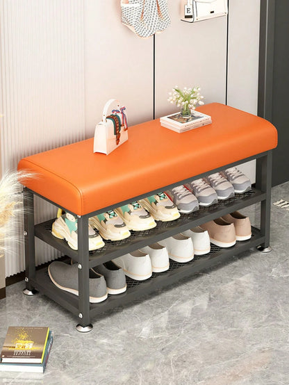 PQSQRJU Storage Bench, Shoe Changing Stool With Metal Frame, Cushioned Seat Shoe Bench‌, Multi-Compartment Organizer Rack For Bedroom, Hallway Entrance