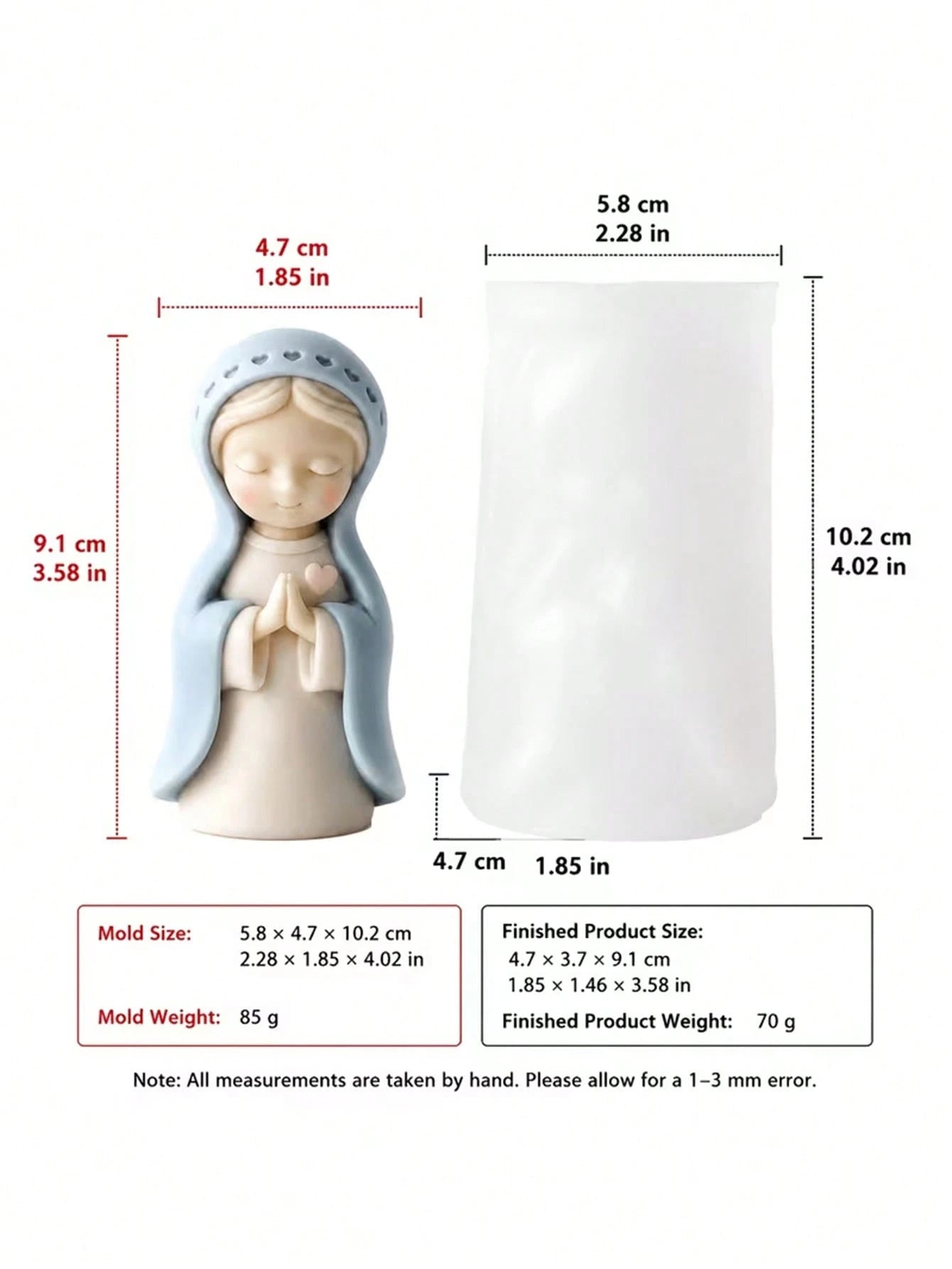 Praying Girl And Mother-Child Silicone Mold For Candle, Resin, Clay, Concrete Handicrafts- Religious Figurine Sculpting Non-Rectangular Praying Mold DIY Decor Plaster Statue Handmade Gift For Home De