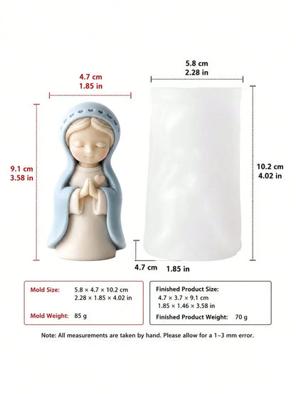 Praying Girl And Mother-Child Silicone Mold For Candle, Resin, Clay, Concrete Handicrafts- Religious Figurine Sculpting Non-Rectangular Praying Mold DIY Decor Plaster Statue Handmade Gift For Home De