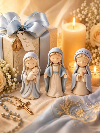 Praying Girl And Mother-Child Silicone Mold For Candle, Resin, Clay, Concrete Handicrafts- Religious Figurine Sculpting Non-Rectangular Praying Mold DIY Decor Plaster Statue Handmade Gift For Home De