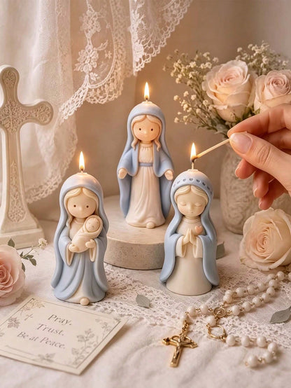 Praying Girl And Mother-Child Silicone Mold For Candle, Resin, Clay, Concrete Handicrafts- Religious Figurine Sculpting Non-Rectangular Praying Mold DIY Decor Plaster Statue Handmade Gift For Home De