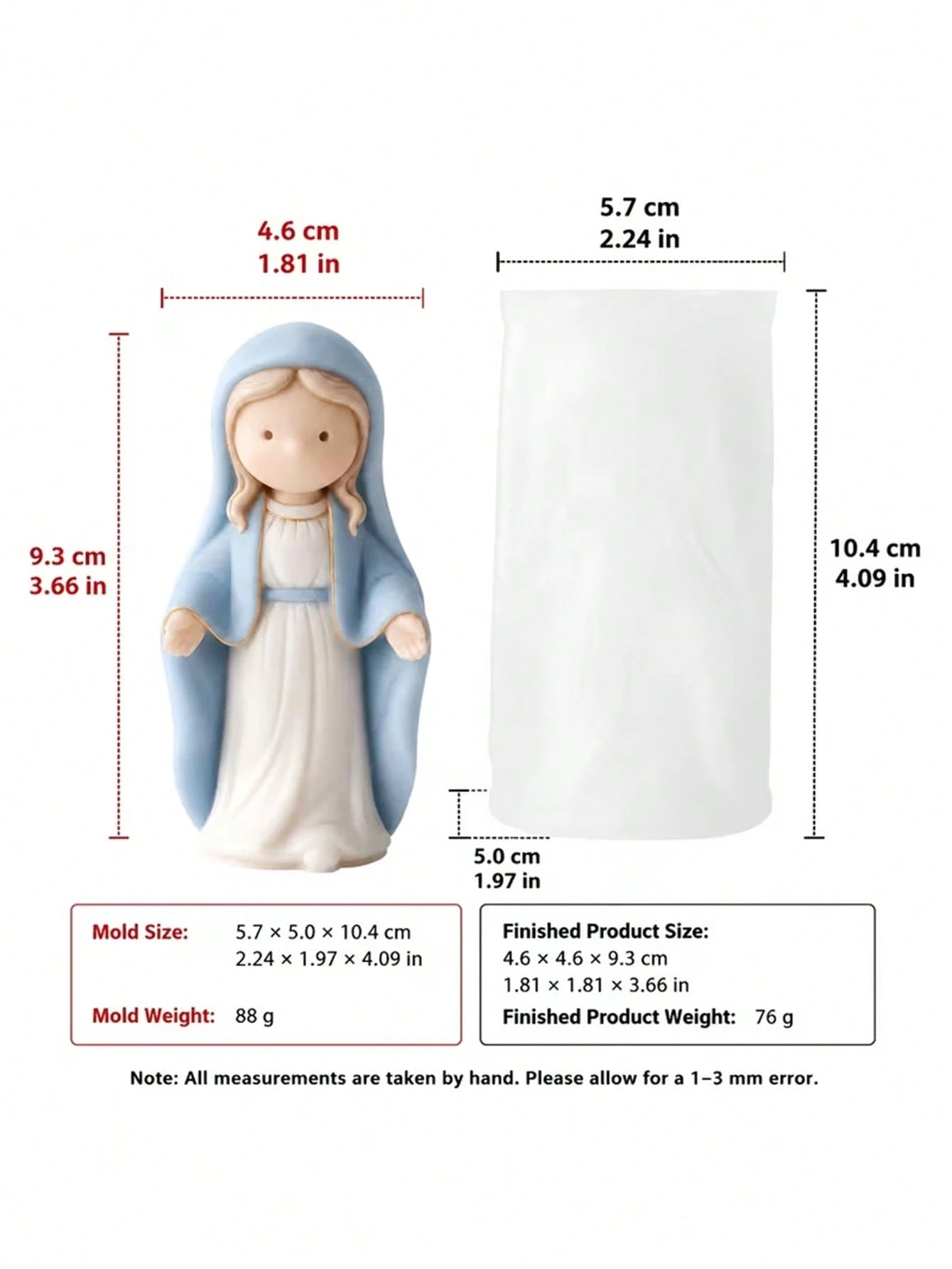Praying Girl And Mother-Child Silicone Mold For Candle, Resin, Clay, Concrete Handicrafts- Religious Figurine Sculpting Non-Rectangular Praying Mold DIY Decor Plaster Statue Handmade Gift For Home De