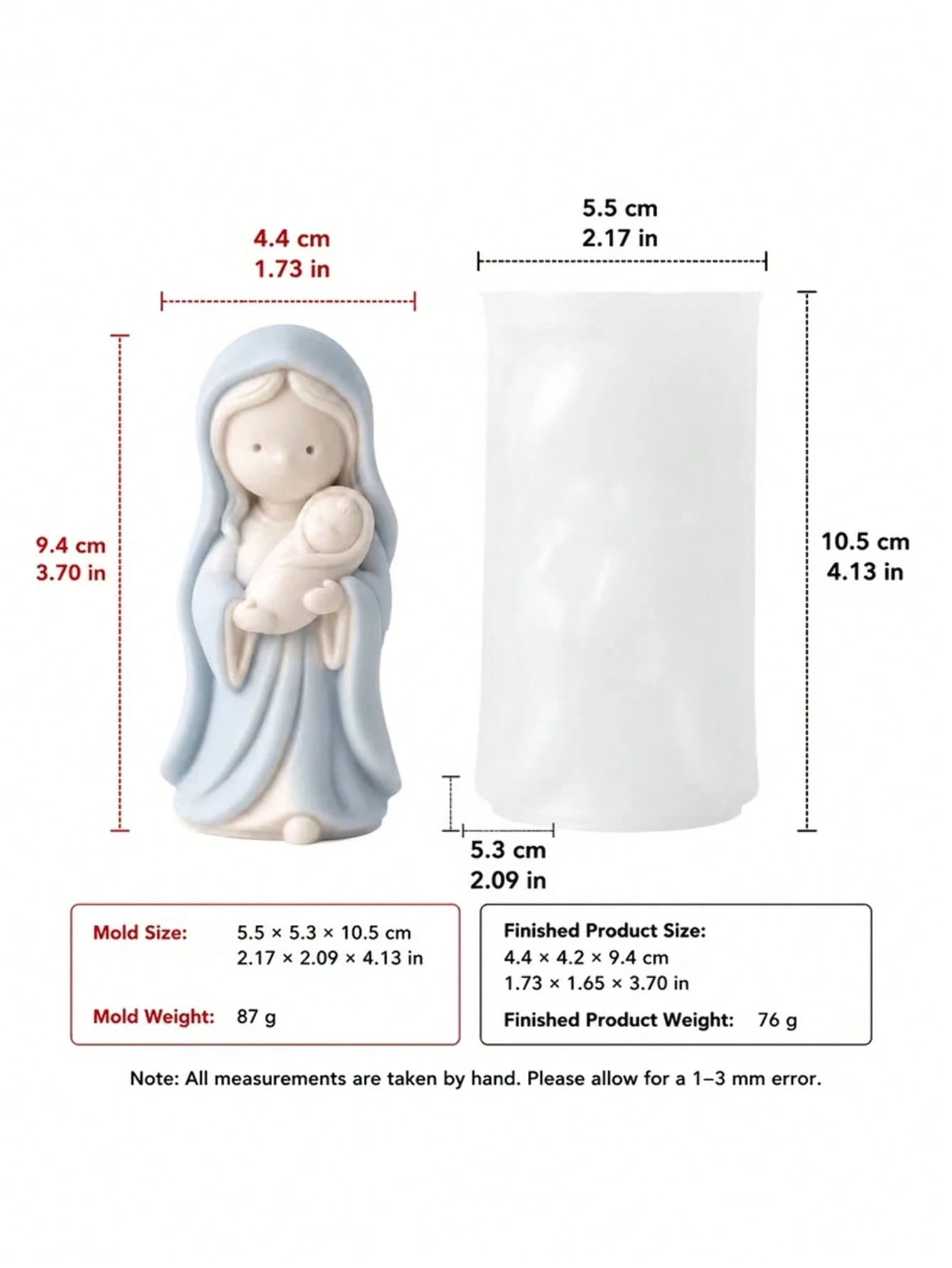 Praying Girl And Mother-Child Silicone Mold For Candle, Resin, Clay, Concrete Handicrafts- Religious Figurine Sculpting Non-Rectangular Praying Mold DIY Decor Plaster Statue Handmade Gift For Home De