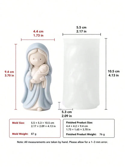 Praying Girl And Mother-Child Silicone Mold For Candle, Resin, Clay, Concrete Handicrafts- Religious Figurine Sculpting Non-Rectangular Praying Mold DIY Decor Plaster Statue Handmade Gift For Home De