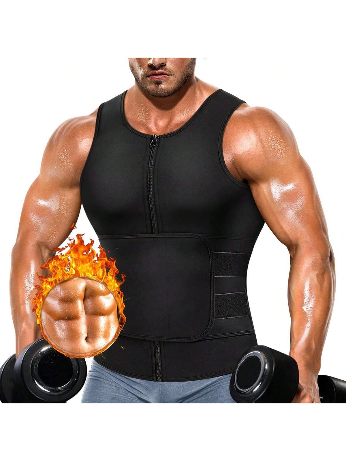 Premium Men's Slimming Vest Shapewear Waist Cincher Abdominal Compression Sports Fitness Clothing Posture Corrector Exercise Waist Belt Waist Trimmer Workout Belt Waist Trimmer And Exercise Waist Belt