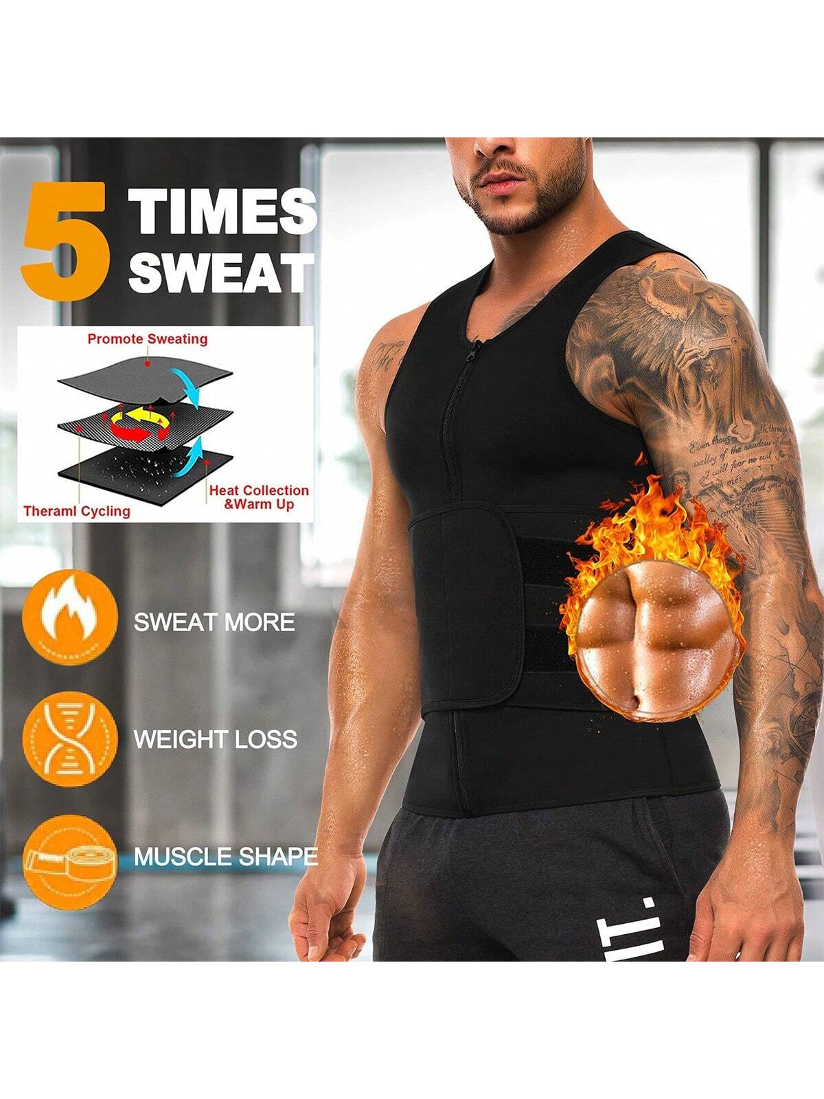 Premium Men's Slimming Vest Shapewear Waist Cincher Abdominal Compression Sports Fitness Clothing Posture Corrector Exercise Waist Belt Waist Trimmer Workout Belt Waist Trimmer And Exercise Waist Belt