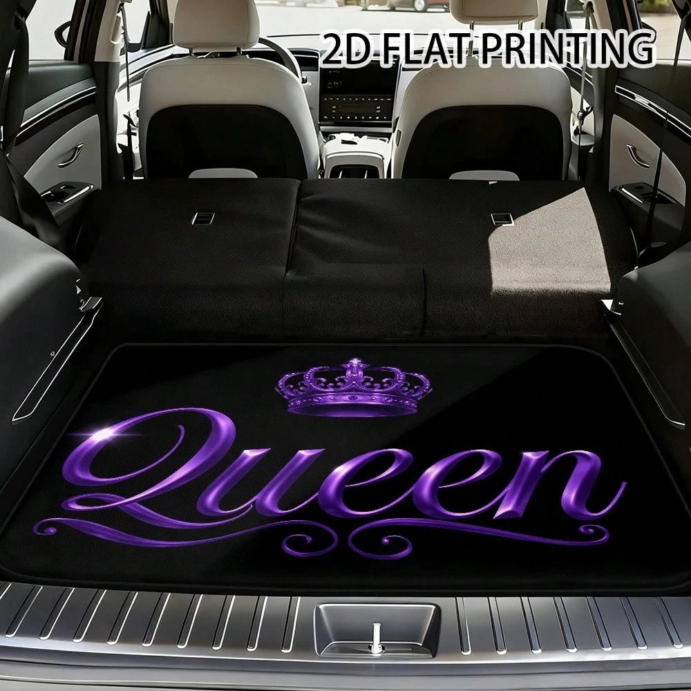 Printing, Vehicle Cargo With Purple Crowned Artwork, Universal Trunk Liner SUV, Sedan, Or Wagon, Work Runs, Grocery Shopping, And Organizing Your Car Interior| Car Boot Floor