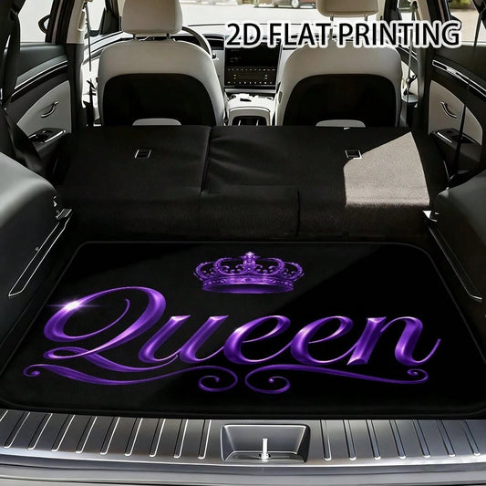 Printing, Vehicle Cargo With Purple Crowned Artwork, Universal Trunk Liner SUV, Sedan, Or Wagon, Work Runs, Grocery Shopping, And Organizing Your Car Interior| Car Boot Floor