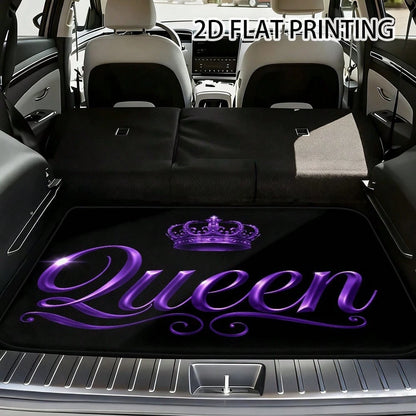 Printing, Vehicle Cargo With Purple Crowned Artwork, Universal Trunk Liner SUV, Sedan, Or Wagon, Work Runs, Grocery Shopping, And Organizing Your Car Interior| Car Boot Floor