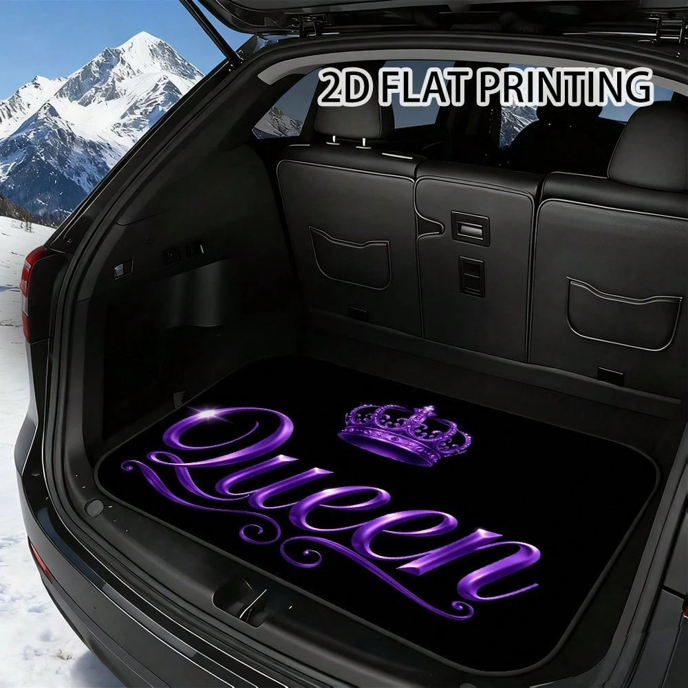 Printing, Vehicle Cargo With Purple Crowned Artwork, Universal Trunk Liner SUV, Sedan, Or Wagon, Work Runs, Grocery Shopping, And Organizing Your Car Interior| Car Boot Floor