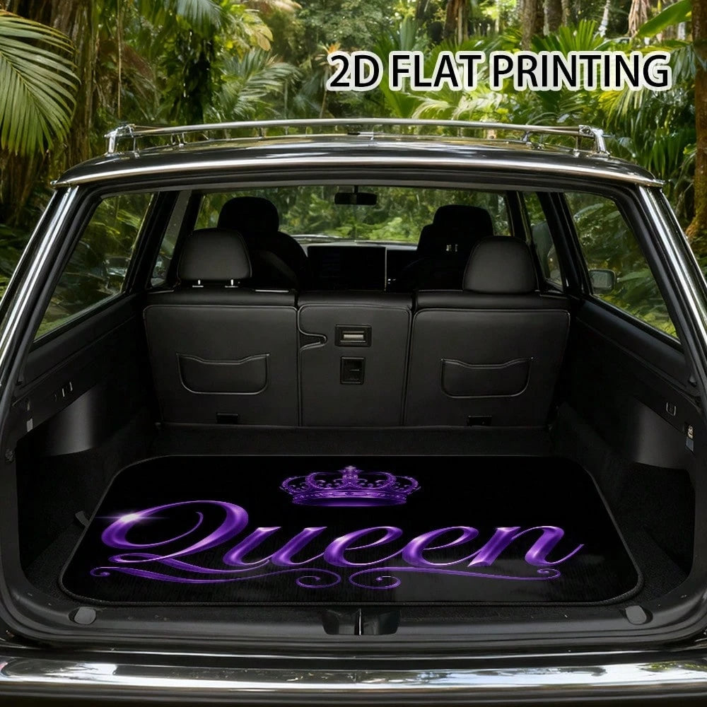 Printing, Vehicle Cargo With Purple Crowned Artwork, Universal Trunk Liner SUV, Sedan, Or Wagon, Work Runs, Grocery Shopping, And Organizing Your Car Interior| Car Boot Floor