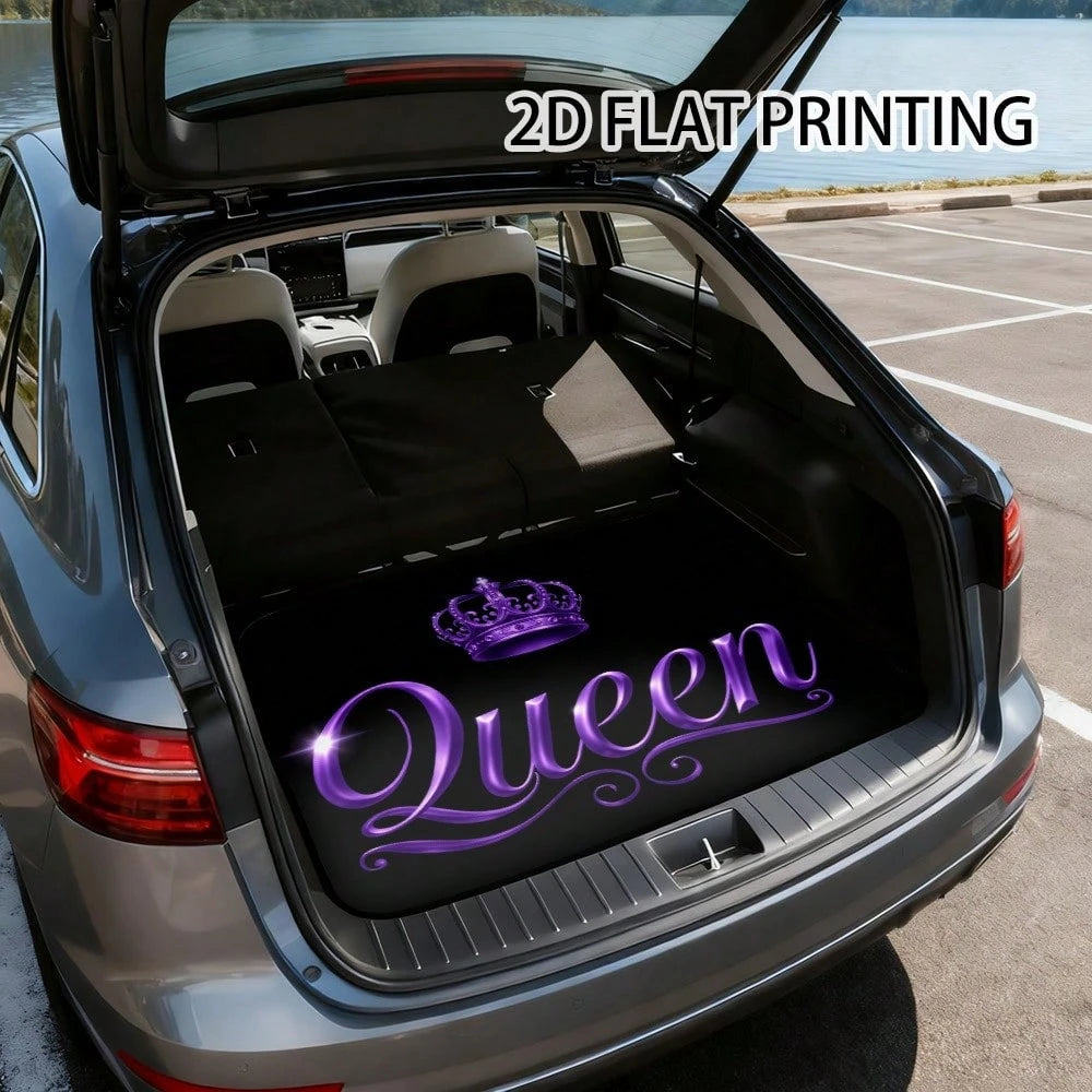 Printing, Vehicle Cargo With Purple Crowned Artwork, Universal Trunk Liner SUV, Sedan, Or Wagon, Work Runs, Grocery Shopping, And Organizing Your Car Interior| Car Boot Floor