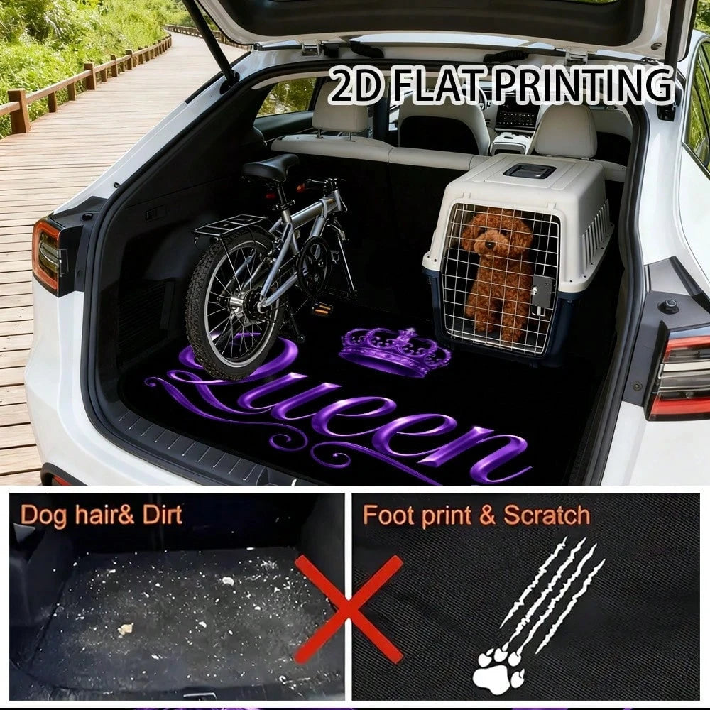 Printing, Vehicle Cargo With Purple Crowned Artwork, Universal Trunk Liner SUV, Sedan, Or Wagon, Work Runs, Grocery Shopping, And Organizing Your Car Interior| Car Boot Floor