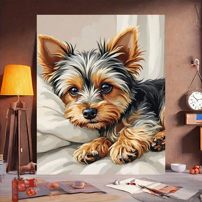 [Professional Art Use] 1pc Digital Oil Painting Set, Suitable For Adult Beginners, Cute Yorkshire Terrier- Dog Art, Perfect For Yorkshire Terrier Lovers And Charming Dog Decor Enthusiasts, Home Paint