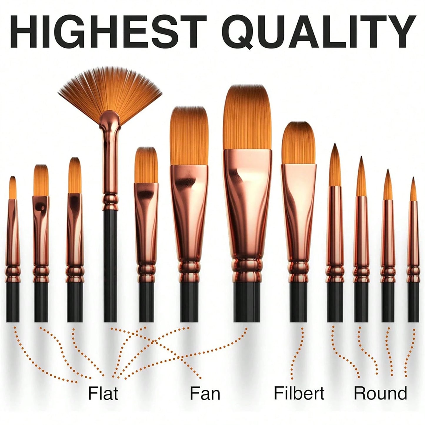 [Professional Artist Brush] Professional Artist Brush Set| Wooden Handle, Oil, Acrylic, Watercolor Painting, Detail To Wide Canvas Brushes, Art Supplies Set, School Supplies, Back To School