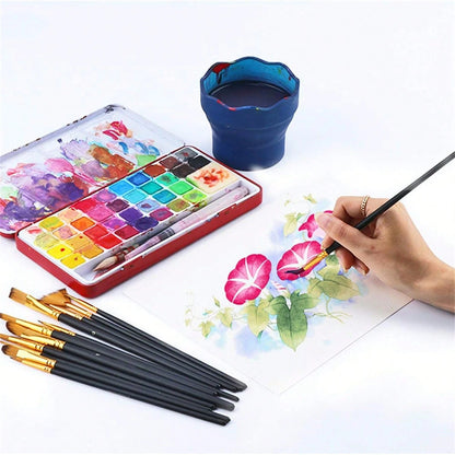 [Professional Artist Brush] Professional Artist Brush Set| Wooden Handle, Oil, Acrylic, Watercolor Painting, Detail To Wide Canvas Brushes, Art Supplies Set, School Supplies, Back To School