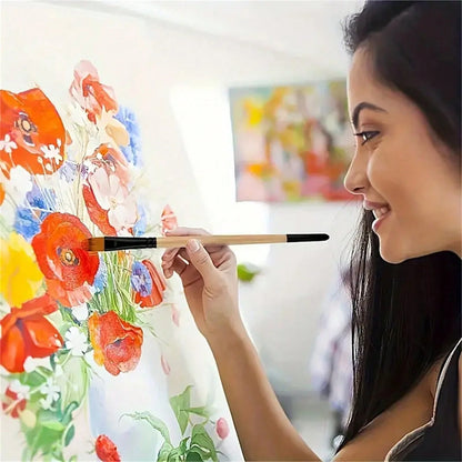 [Professional Artist Brush] Professional Artist Brush Set| Wooden Handle, Oil, Acrylic, Watercolor Painting, Detail To Wide Canvas Brushes, Art Supplies Set, School Supplies, Back To School