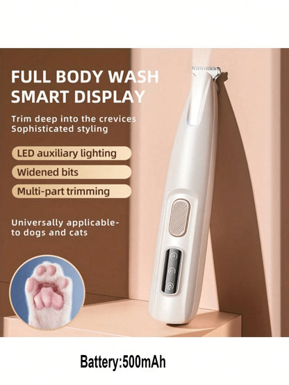 Professional Pet Grooming Scissors With LED Light-18mm Wide Blade, Battery/USB Power Supply, Rechargeable Lithium Polymer, Suitable For Dogs And Cats, Privacy And Private Parts Shaving Knife