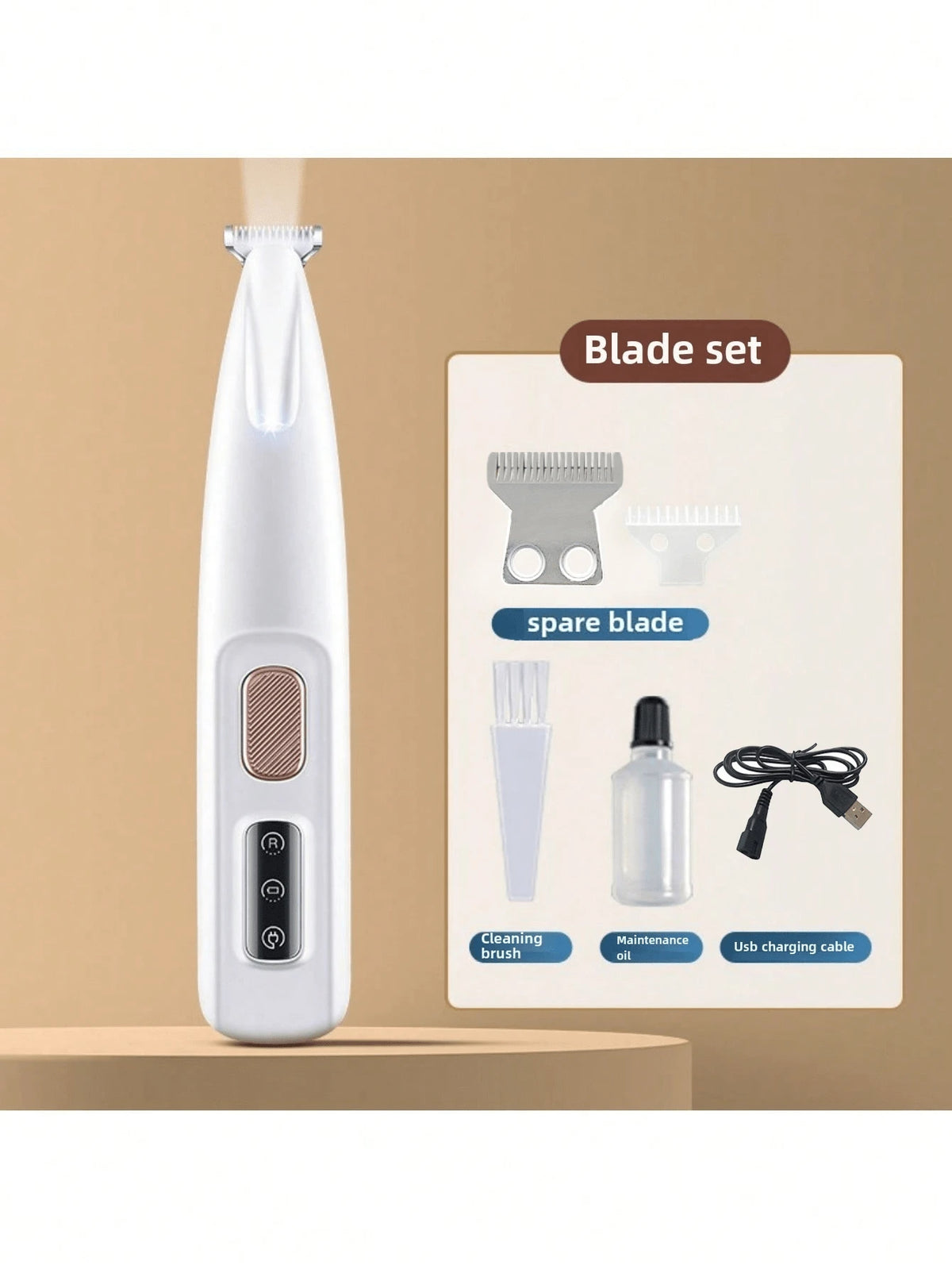Professional Pet Grooming Scissors With LED Light-18mm Wide Blade, Battery/USB Power Supply, Rechargeable Lithium Polymer, Suitable For Dogs And Cats, Privacy And Private Parts Shaving Knife