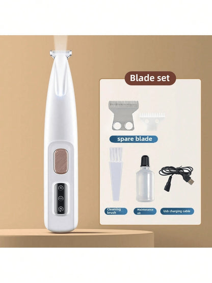 Professional Pet Grooming Scissors With LED Light-18mm Wide Blade, Battery/USB Power Supply, Rechargeable Lithium Polymer, Suitable For Dogs And Cats, Privacy And Private Parts Shaving Knife