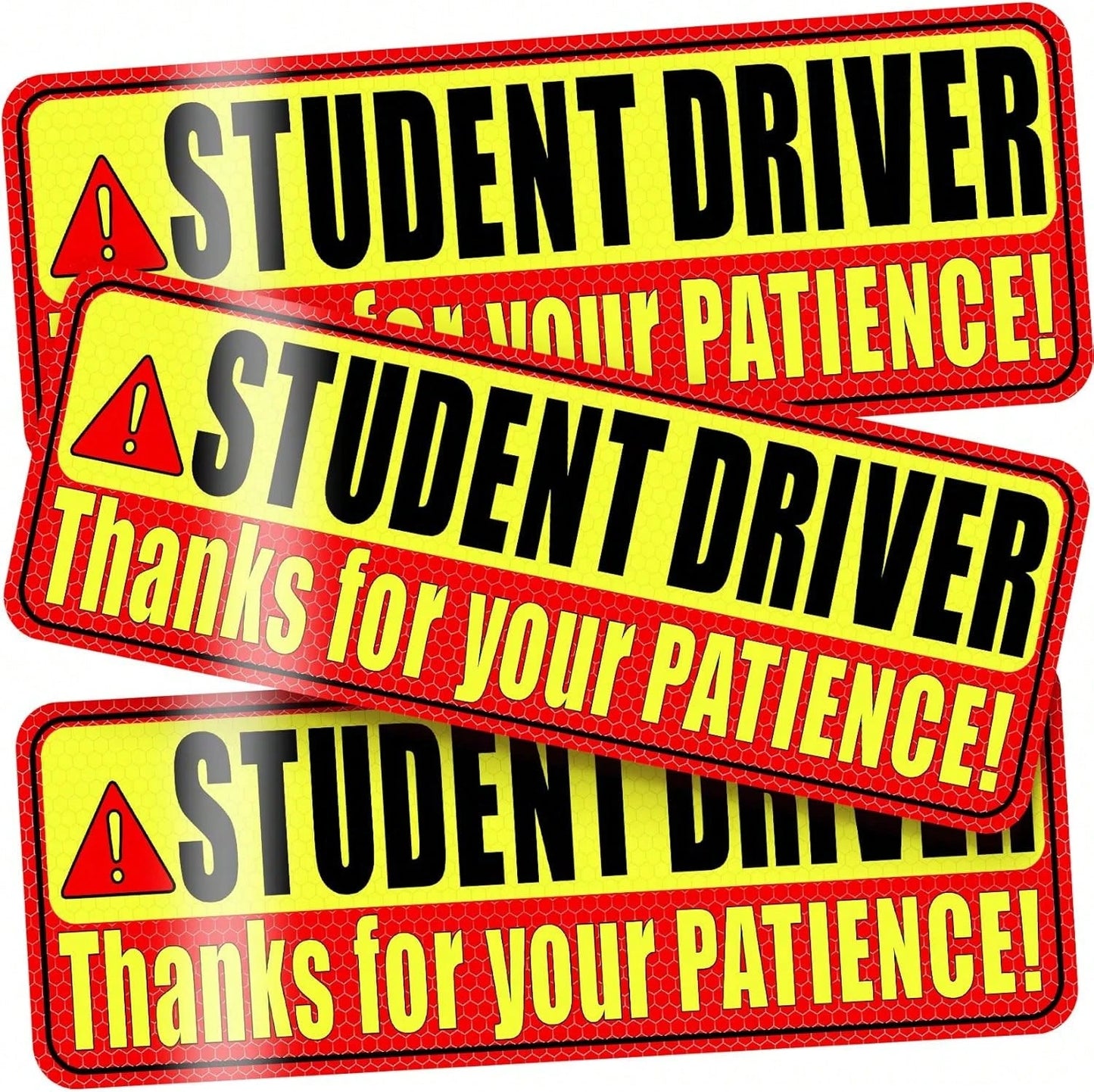 PSLER Student Driver Magnet For Car- Please Be Patient Student Driver Magnet 3 Pack Reflective Magnetic Car Sign Heavy Duty New Driver Safety For Teen Training