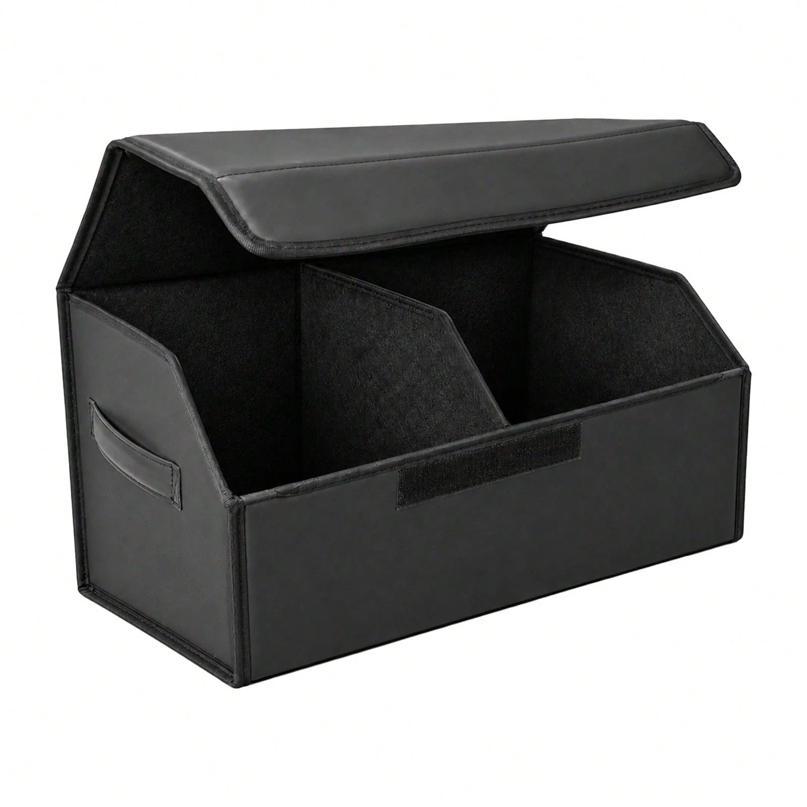 PU Leather Car Trunk Organizer With Lid, Foldable Cargo Storage Box For SUV, Sedan And Truck, Quilted Auto Storage Bin For Groceries, Tools, Cleaning Supplies, Travel Gear And Car Accessories