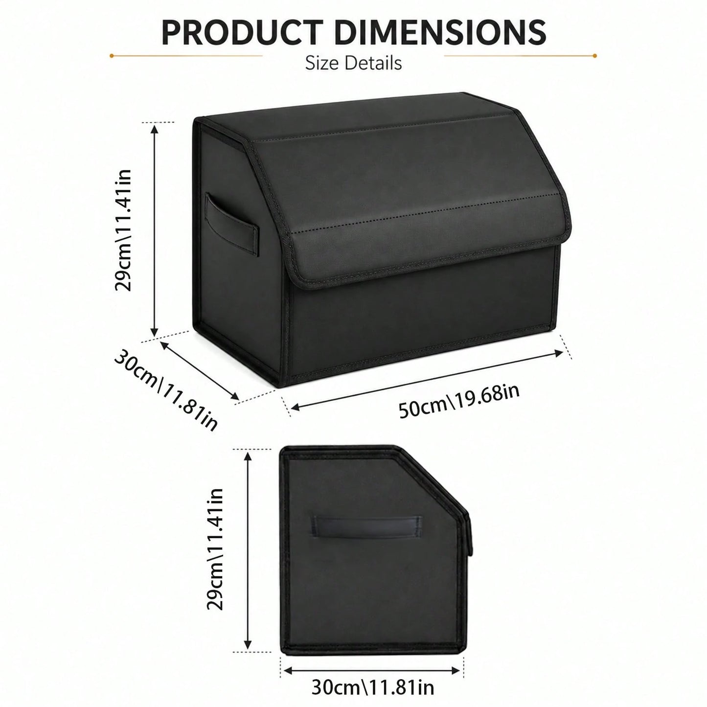 PU Leather Car Trunk Organizer With Lid, Foldable Cargo Storage Box For SUV, Sedan And Truck, Quilted Auto Storage Bin For Groceries, Tools, Cleaning Supplies, Travel Gear And Car Accessories