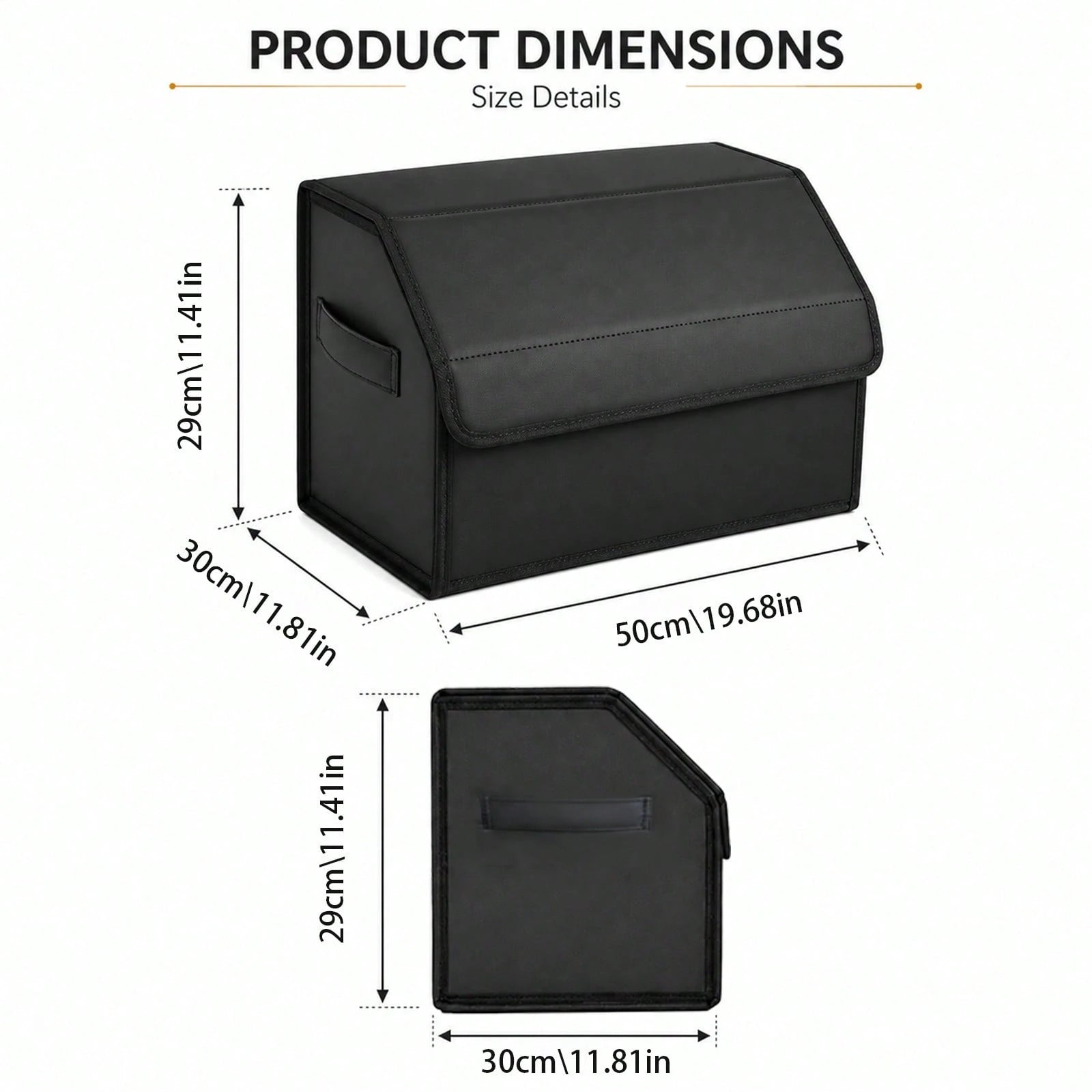 PU Leather Car Trunk Organizer With Lid, Foldable Cargo Storage Box For SUV, Sedan And Truck, Quilted Auto Storage Bin For Groceries, Tools, Cleaning Supplies, Travel Gear And Car Accessories