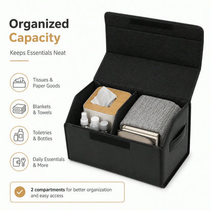 PU Leather Car Trunk Organizer With Lid, Foldable Cargo Storage Box For SUV, Sedan And Truck, Quilted Auto Storage Bin For Groceries, Tools, Cleaning Supplies, Travel Gear And Car Accessories
