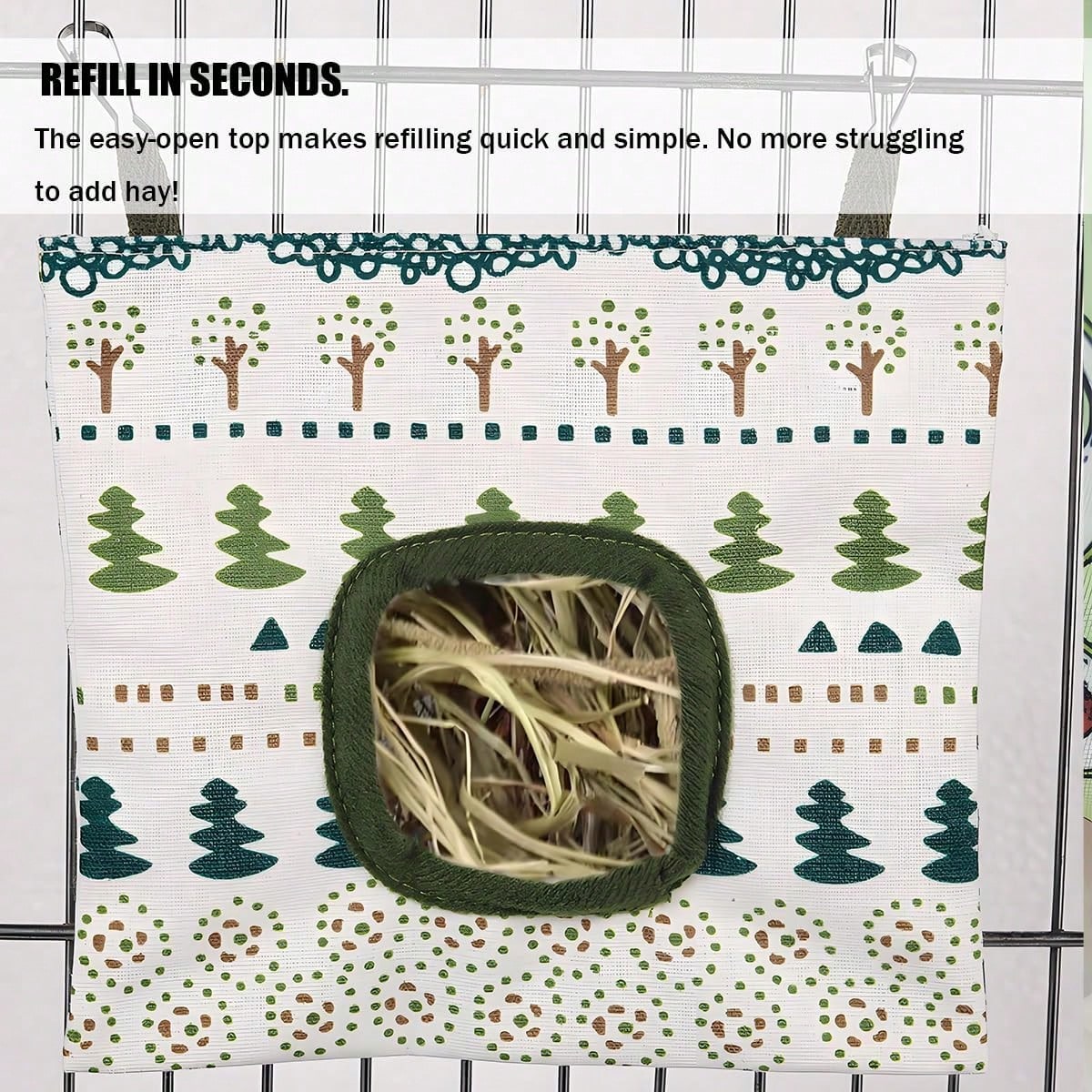 Rabbit Hay Feeder, Guinea Pig Hay Holder &Amp; Bunny Hay Feeder U2013 Durable Hanging Hay Bag For Rabbits Chinchillas Guinea Pigs Bunnies U2013 Chew-Resistant Hay Holder For Small Animals (Green)
