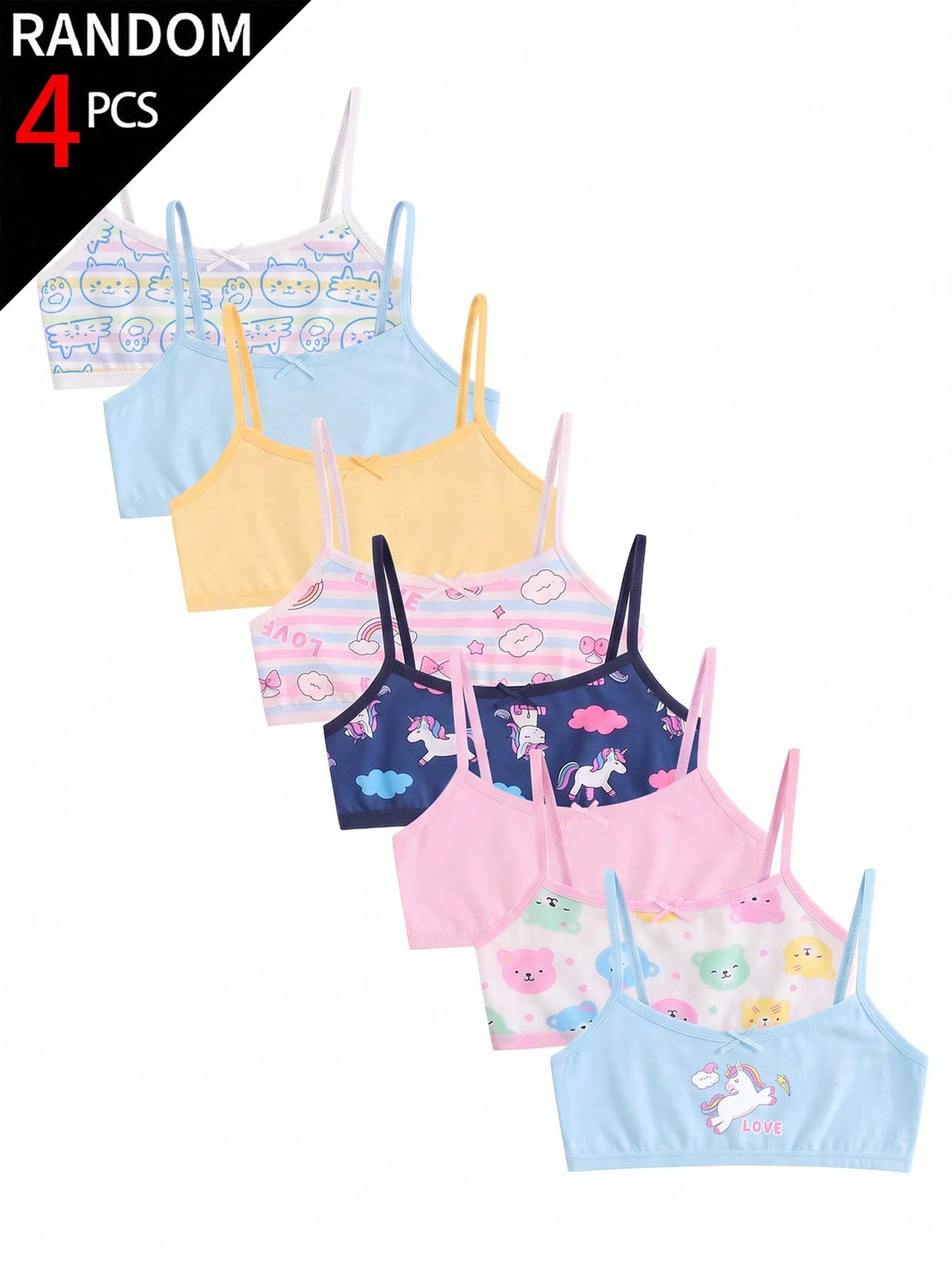 Random 5-Piece, A Combination Of Colorful Unicorns And Bears, Suitable For Girls And Children