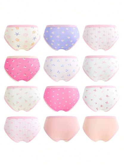 Random 5pcs Girls Toddler Multicolor Heart Bow Cute Rabbit Minimalist Cute Multicolor Print Combination Triangle Panties