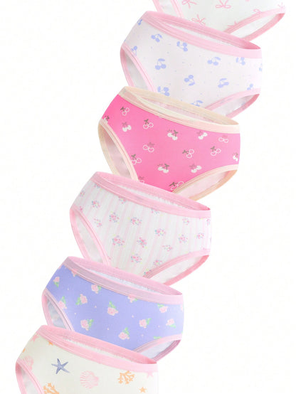 Random 5pcs Girls Toddler Multicolor Heart Bow Cute Rabbit Minimalist Cute Multicolor Print Combination Triangle Panties