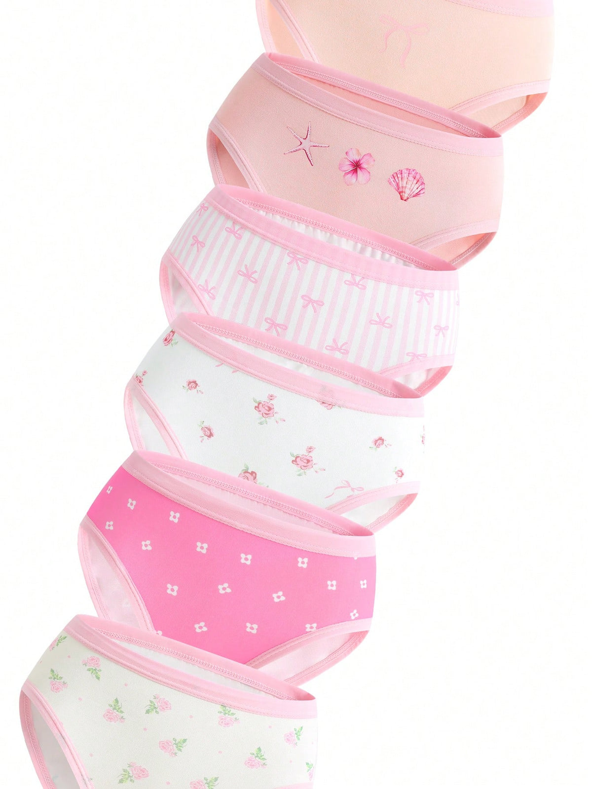 Random 5pcs Girls Toddler Multicolor Heart Bow Cute Rabbit Minimalist Cute Multicolor Print Combination Triangle Panties