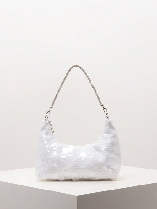 (Random Pattern) Sequin Shoulder Bag, Elegant Women's Handbag, Evening Party Outfit, Ball Bag And Accessories, Wedding Supplies, Women's Gift