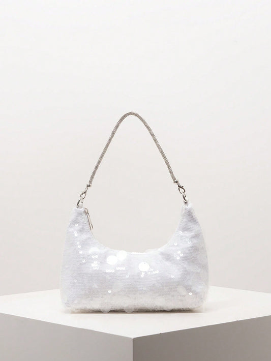 (Random Pattern) Sequin Shoulder Bag, Elegant Women's Handbag, Evening Party Outfit, Ball Bag And Accessories, Wedding Supplies, Women's Gift