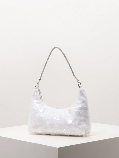 (Random Pattern) Sequin Shoulder Bag, Elegant Women's Handbag, Evening Party Outfit, Ball Bag And Accessories, Wedding Supplies, Women's Gift