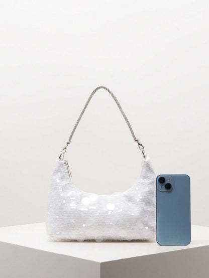(Random Pattern) Sequin Shoulder Bag, Elegant Women's Handbag, Evening Party Outfit, Ball Bag And Accessories, Wedding Supplies, Women's Gift