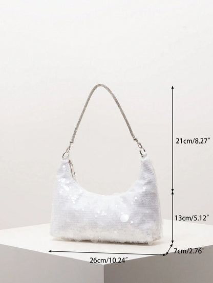 (Random Pattern) Sequin Shoulder Bag, Elegant Women's Handbag, Evening Party Outfit, Ball Bag And Accessories, Wedding Supplies, Women's Gift