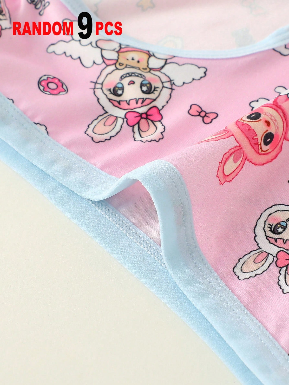 Randomly 9Pcs Girls Cartoon Animal, Heart, Rainbow, Cloud Print Minimalist Fashion Briefs Underwear