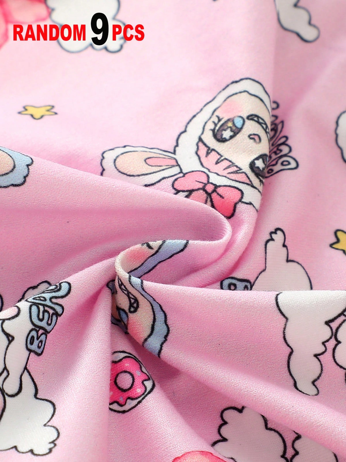 Randomly 9Pcs Girls Cartoon Animal, Heart, Rainbow, Cloud Print Minimalist Fashion Briefs Underwear